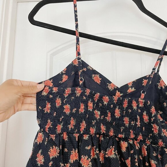 Mudd Navy & Red Dot Floral Layered Baby Doll Tank Top Blouse Medium Summer Y2K - Picture 5 of 6